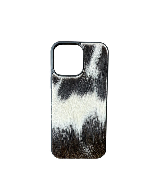 A8817 - IPhone 16 Pro Max Hair on Hide Leather w Rubber Case