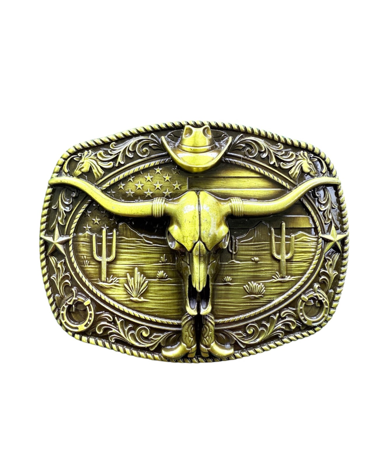 J6661 - Western Longhorn Skull Embellishment Buckle - Rawhide Western Wear 
