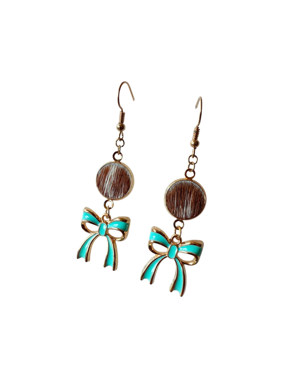 J7087B - Hide Gold Coloured Fishhook Earrings - Rawhide Western Wear 