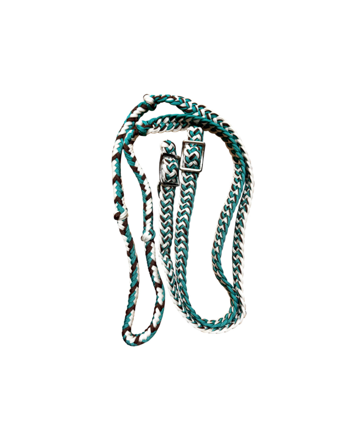 T5301  - Three Colour Braided Barrel Reins with Knots