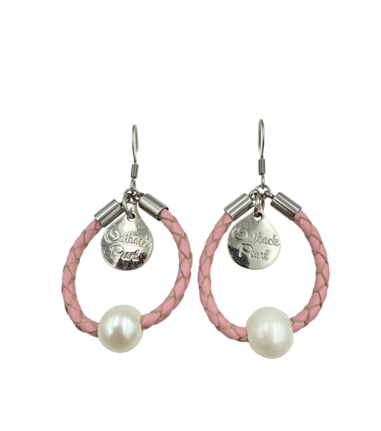 J7066A - Real Pearl Leather Hook Dangle Earring
