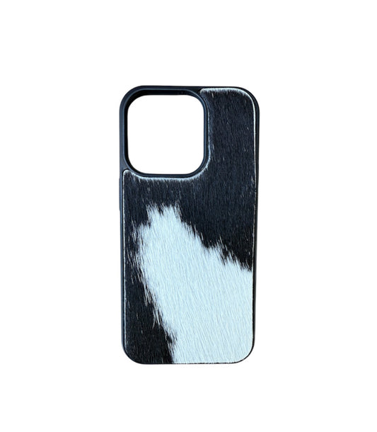 A8632 - IPhone 14 Pro Hair on Hide Leather w Rubber Case