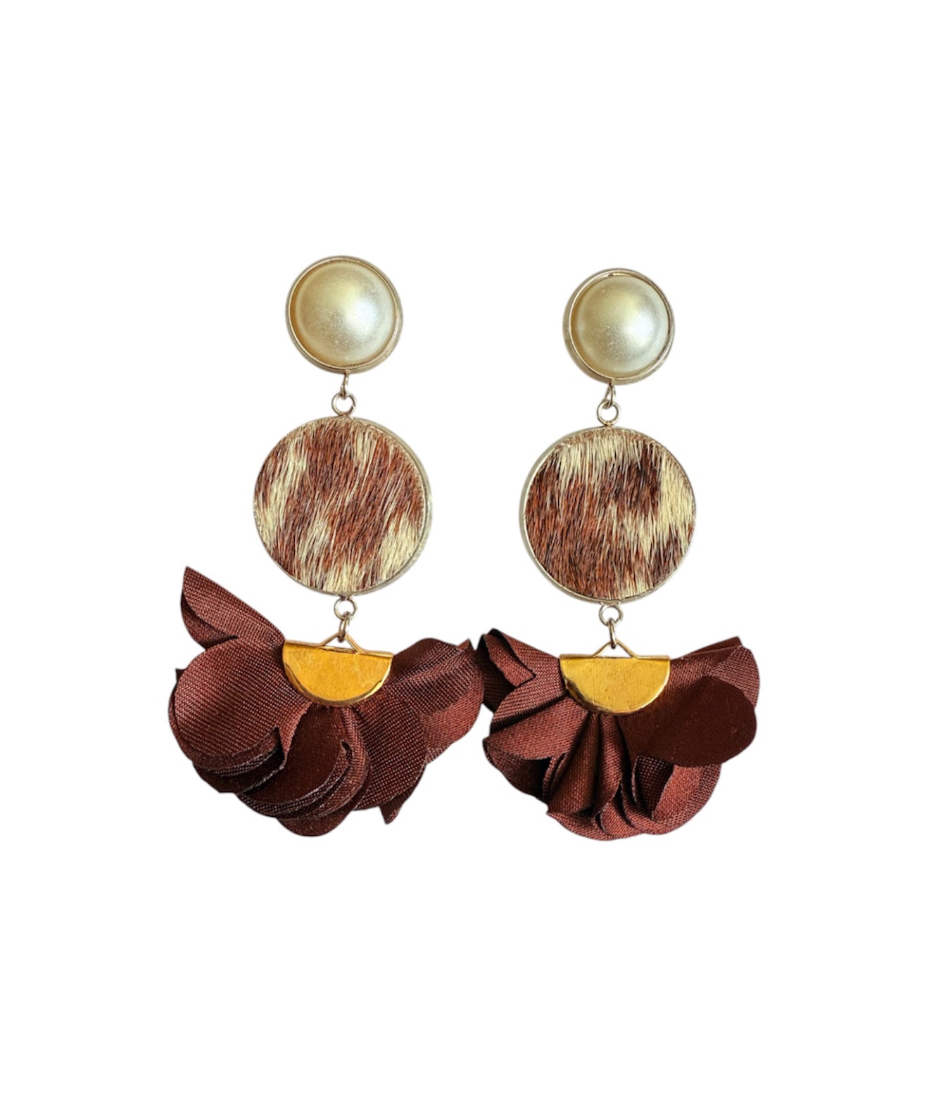 J7075C - Flower 100% Hair on Hide Earrings - Rawhide Western Wear 
