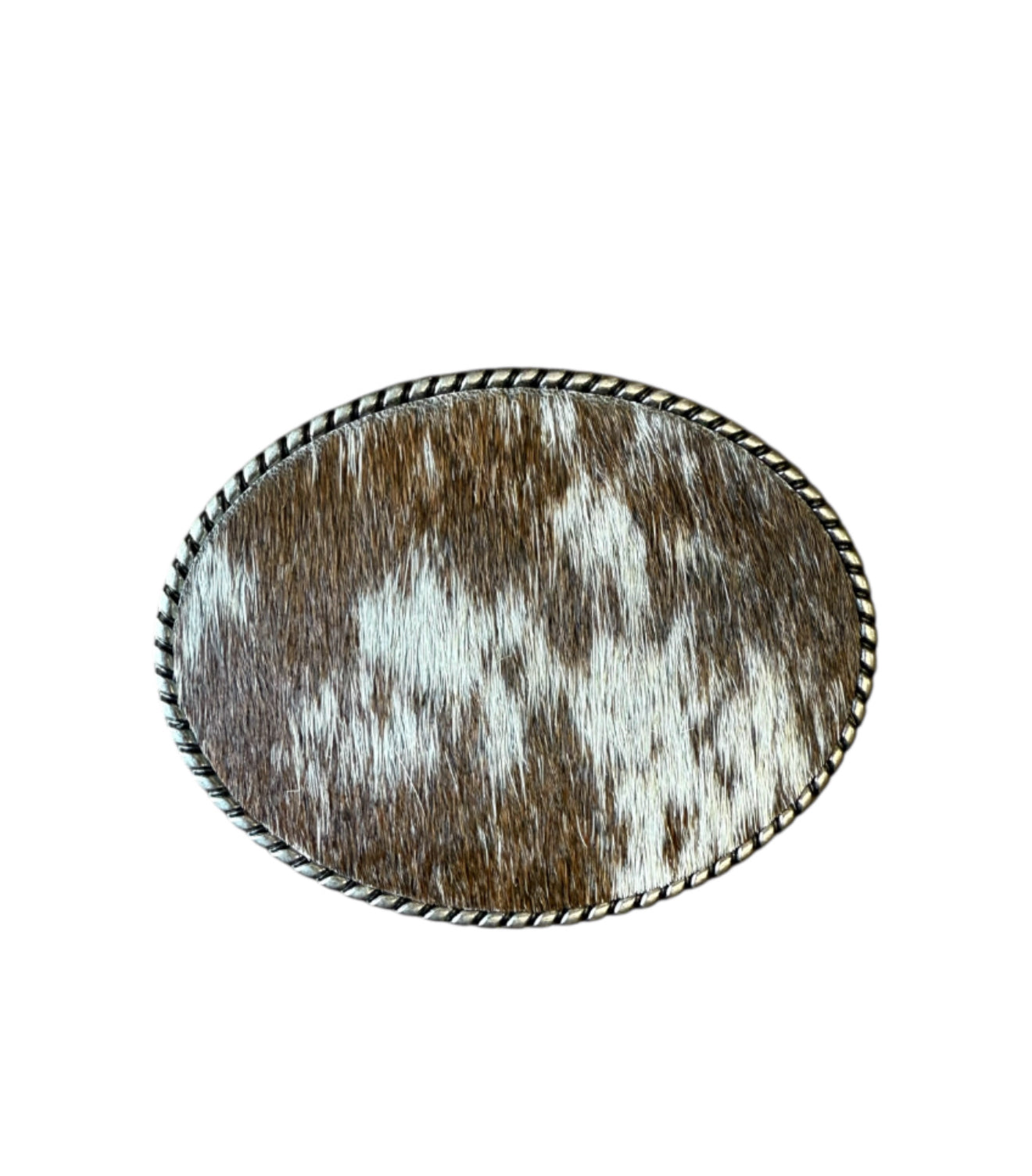 A8874 - Silver Antique Colour Western Buckle w Real Cowhide insert