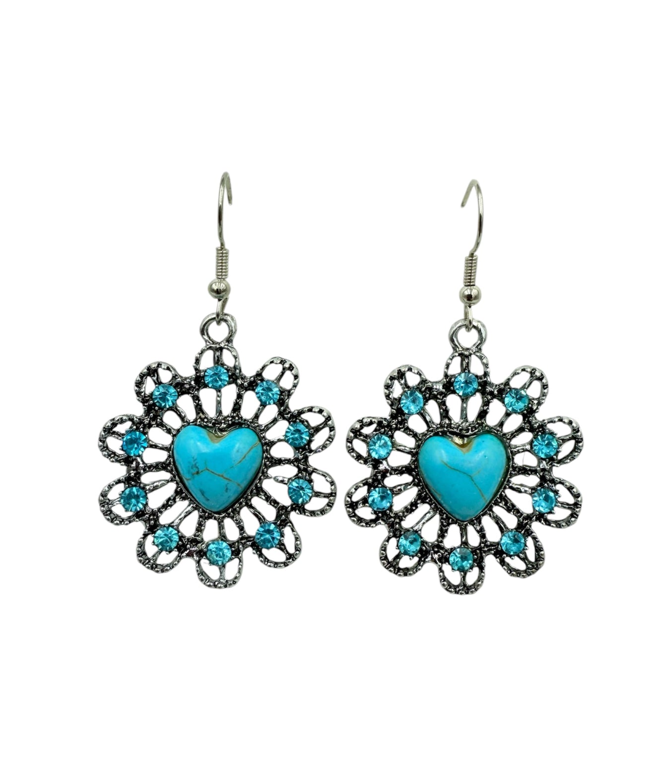 J6619 - Turquoise Heart Dangle Earrings