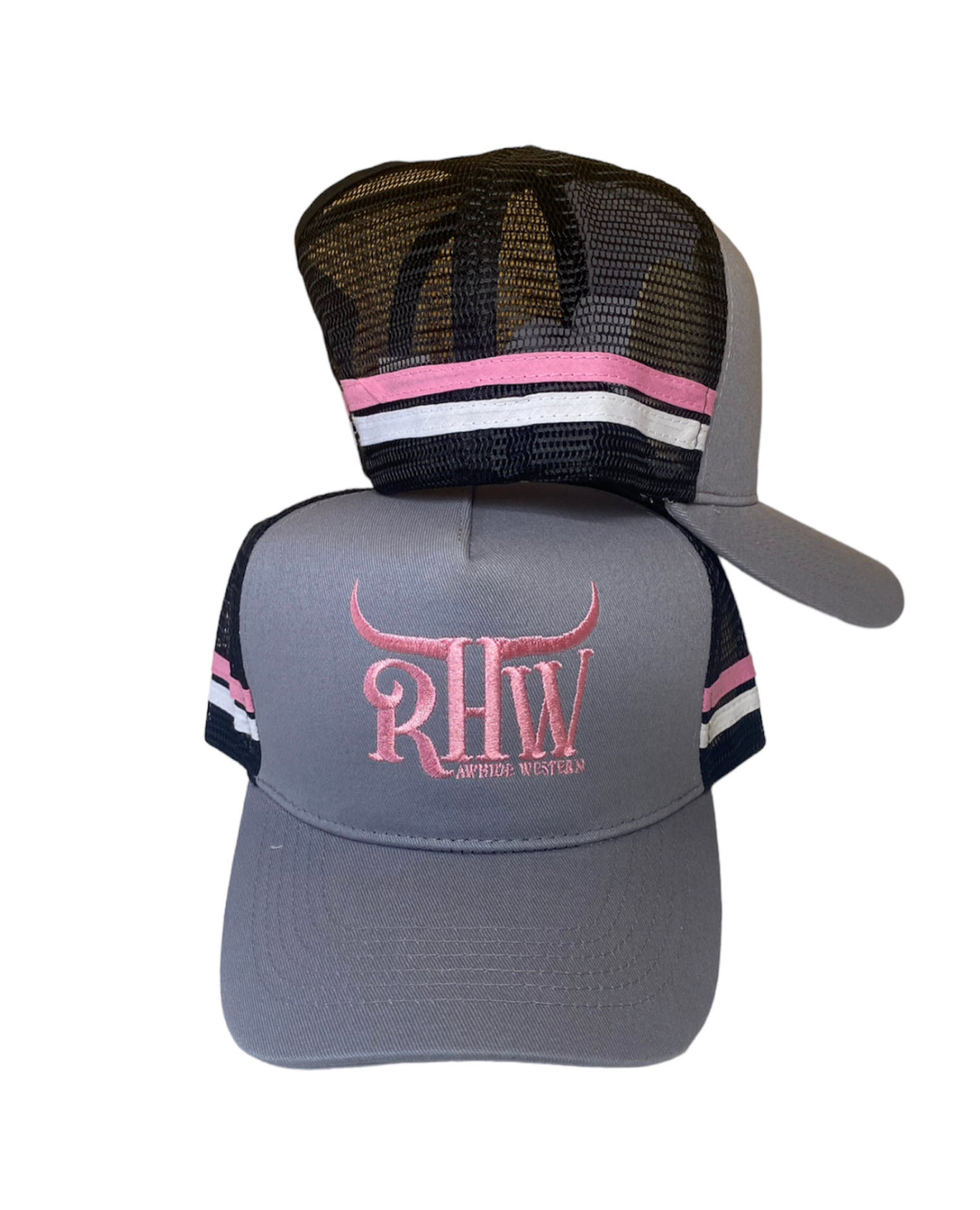 P4142 - RHW Grey & Black P/Tail Trucker Cap