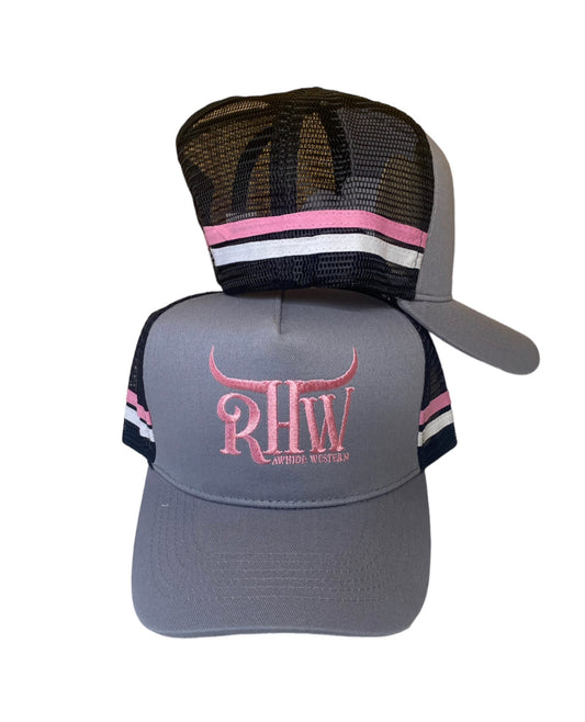 P4142 - RHW Grey & Black P/Tail Trucker Cap