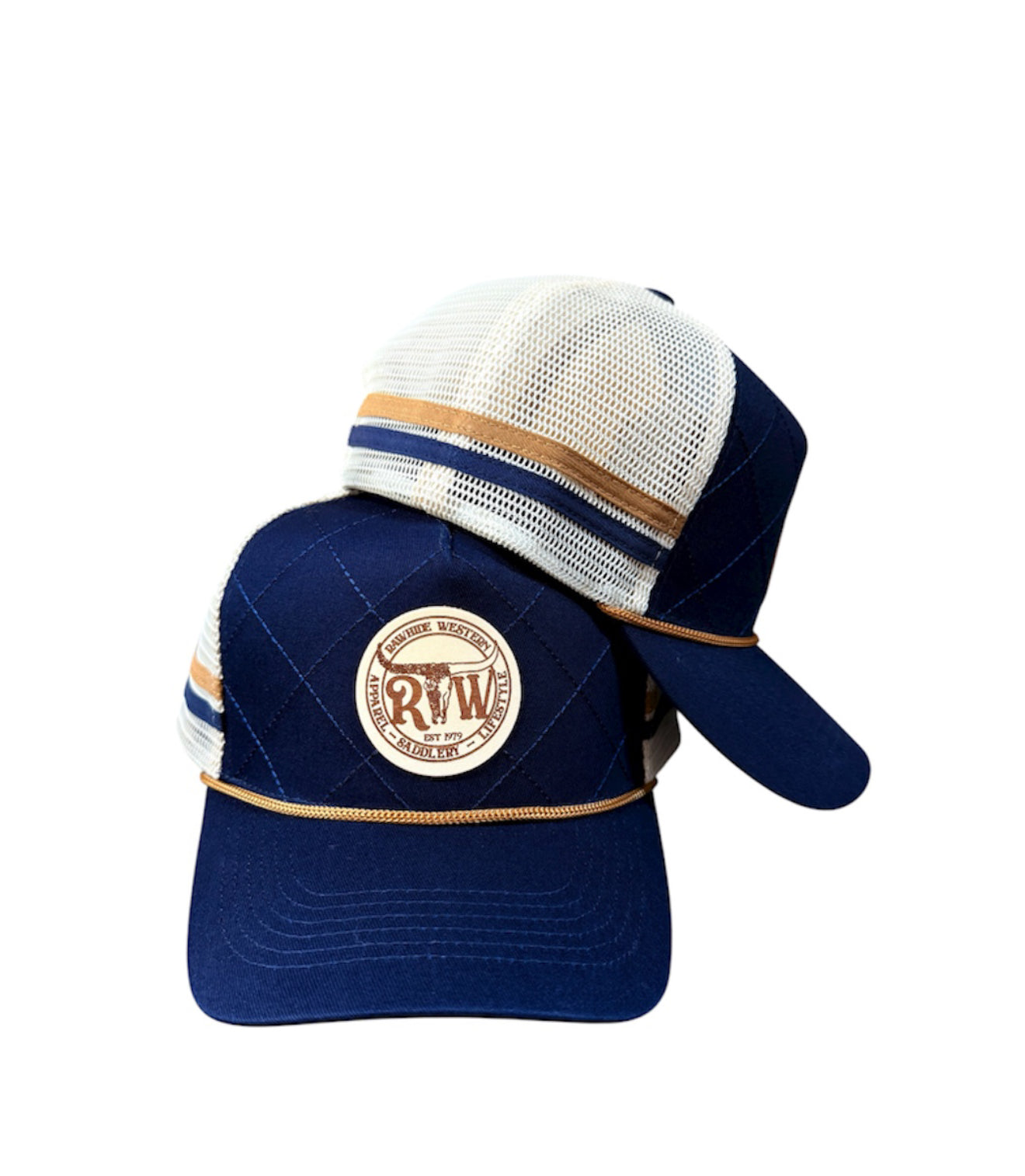 P4234 - Rawhide Lifestyle Grey Leather Patch Country Trucker Cap