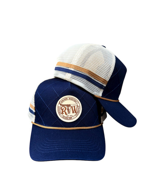 P4234 - Rawhide Lifestyle Grey Leather Patch Country Trucker Cap