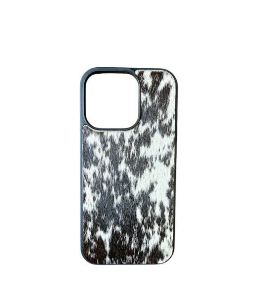 A8811 - IPhone 16 Pro Hair on Hide Leather w Rubber Case