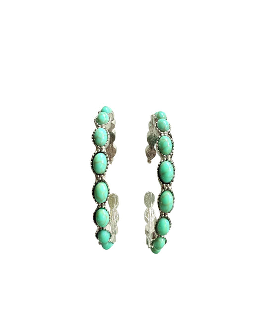 J7081 - C Shape Turquoise Dangle Earrings