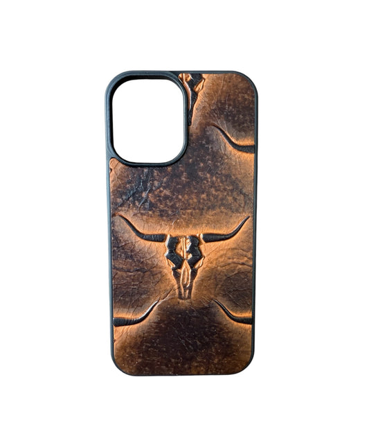 A8953 - IPhone 17 Tooled Leather w Rubber Case - Rawhide Western Wear 
