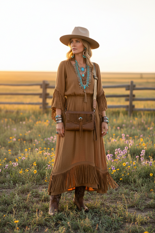 MW1268181BR - Montana West Hair-On Cowhide Croc Embossed Clutch/Crossbody