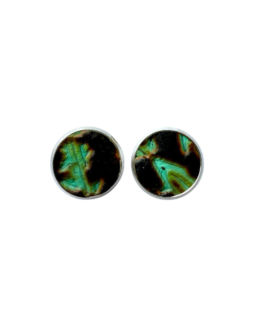 J6962 Real Tooled Leather  Stud Earrings