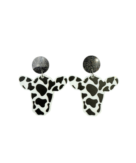 J6518 - Cow Print Stud Dangle Earrings