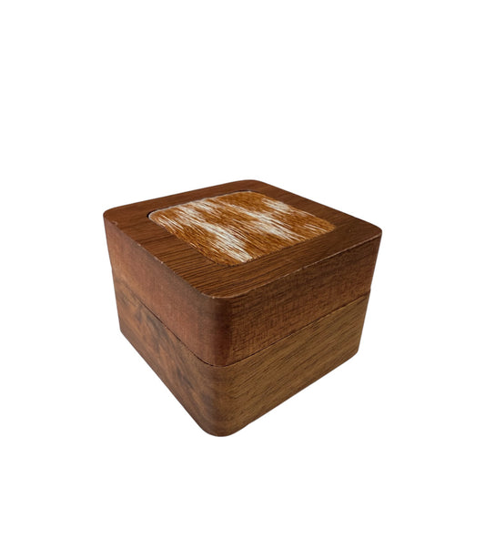 A8775  - 100% Hair On Hide Wooden 2 Ring Box