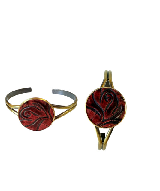 J7002R - 3/4 Bangle w Real Tooled Leather Bezel