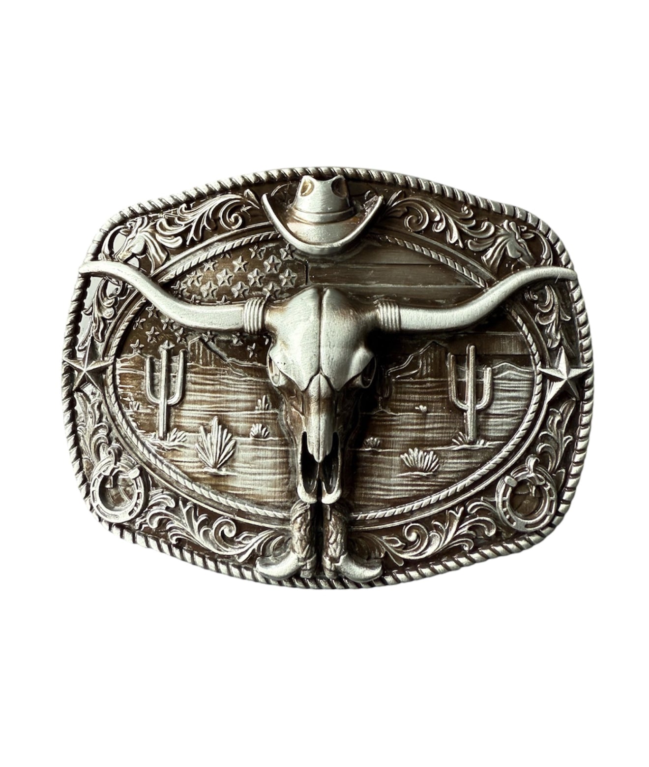 A8828B - Western Longhorn Skull Embellishment Buckle - Rawhide Western Wear 