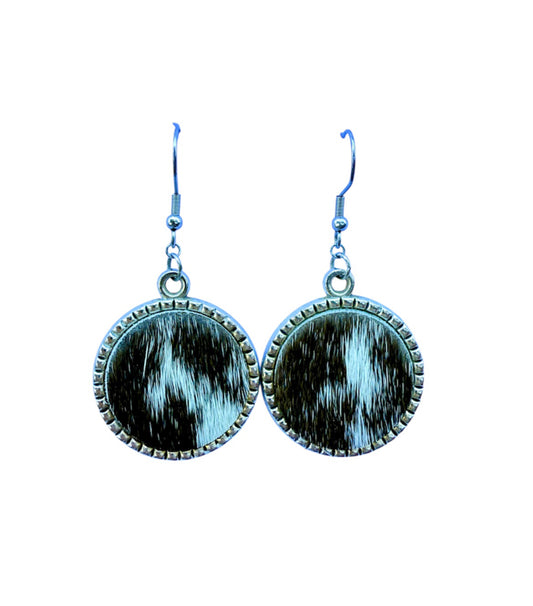J6602 - Round Hide Fishhook Earrings