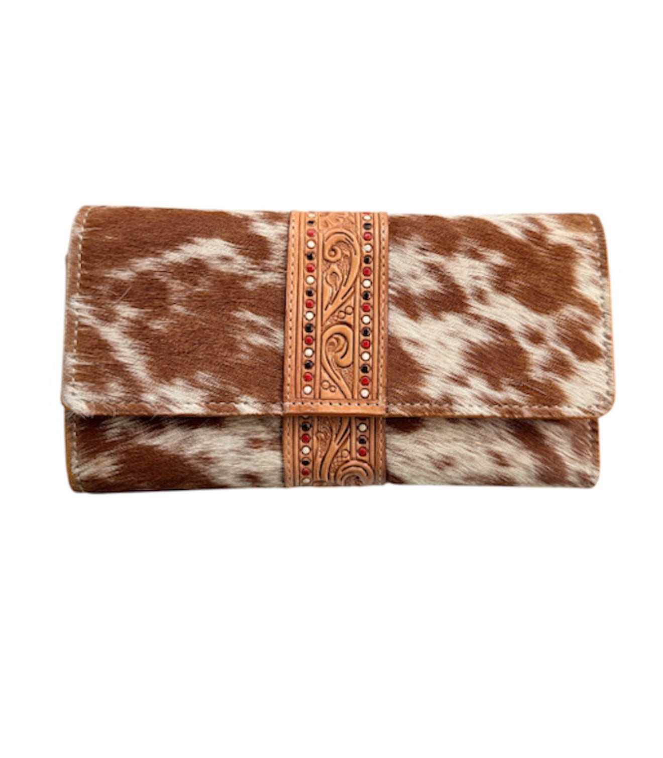 AW29T - Hand Painted Tooling Leather Trifold Wallet