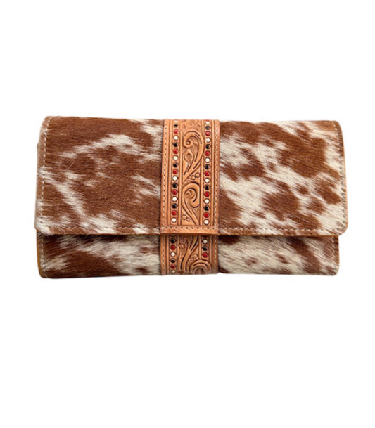 AW29T - Hand Painted Tooling Leather Trifold Wallet