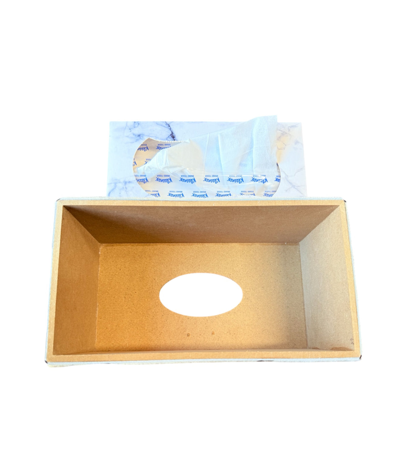 A8844 - Wooden Tissue Holder w Cowhide & Kangaroo Leather