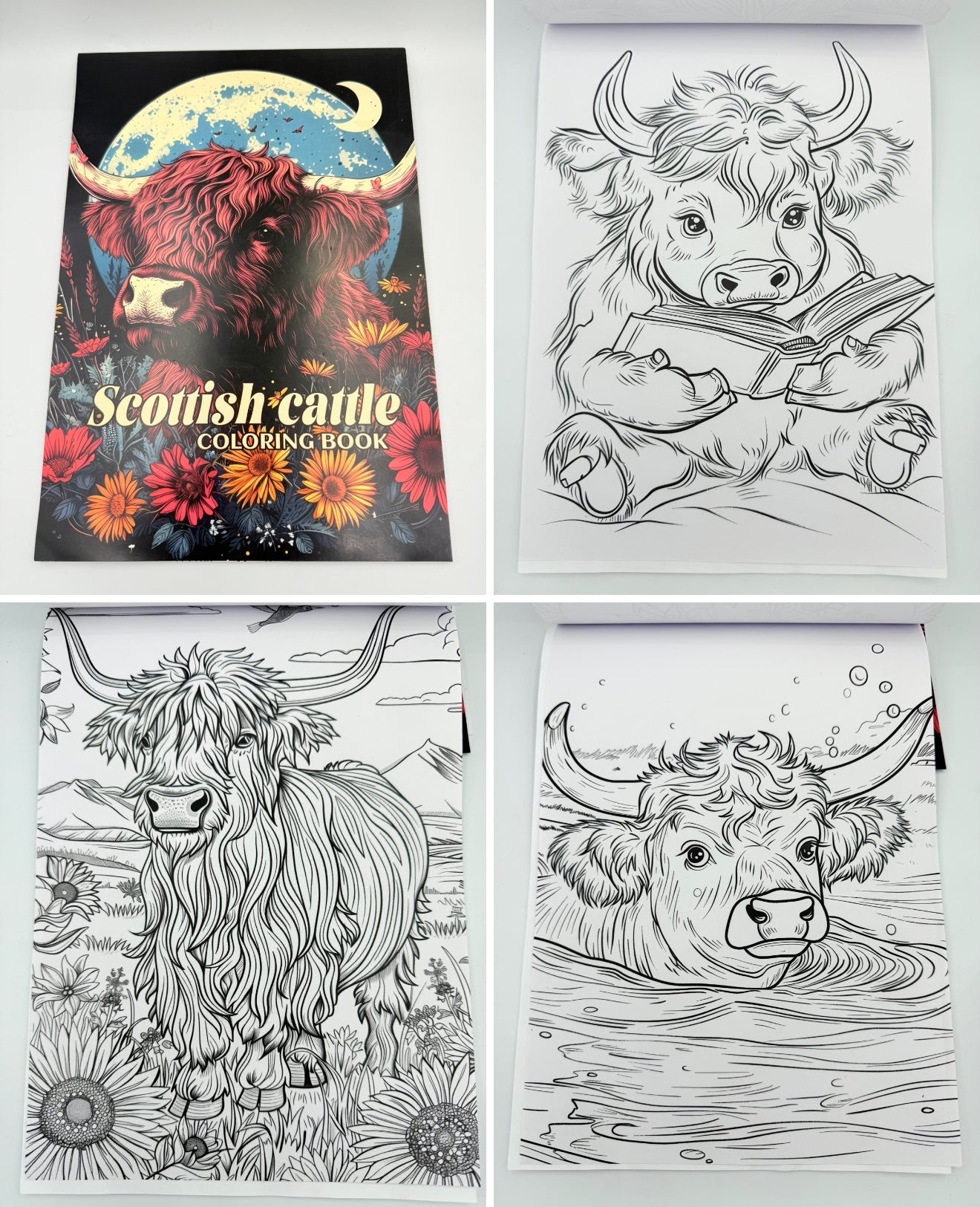 A8914L - Large Highland Cow Colouring in Book