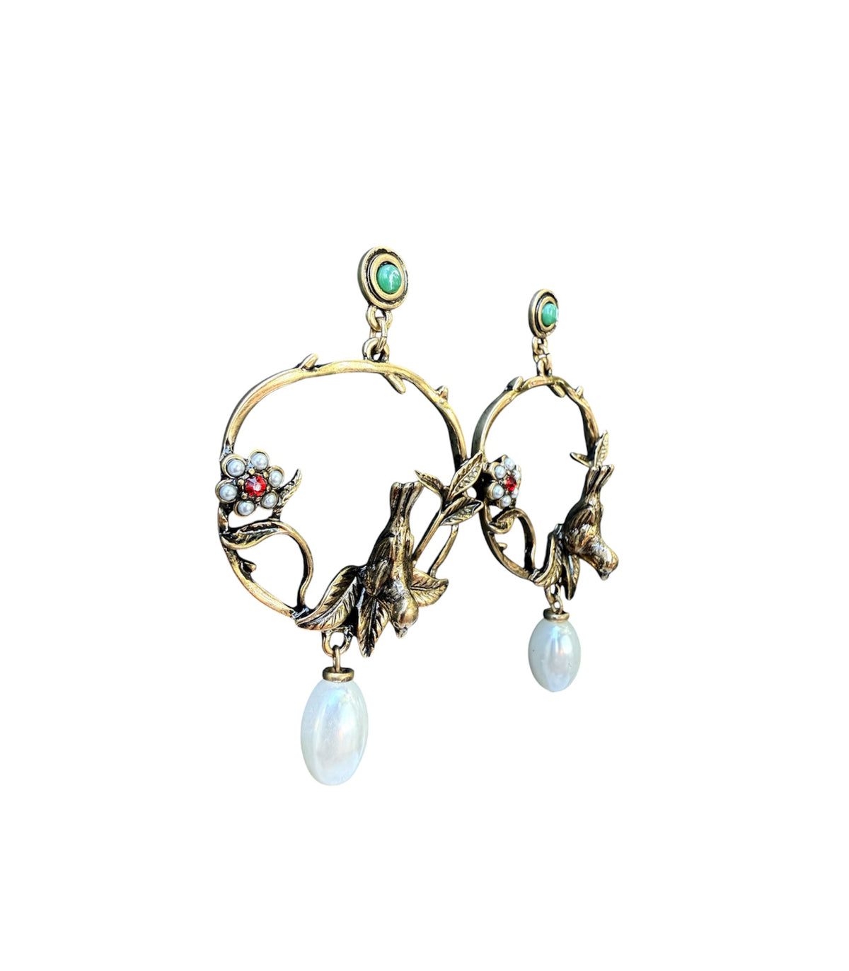 J6517 - Western Bird on a Branch Stud Dangle Earrings