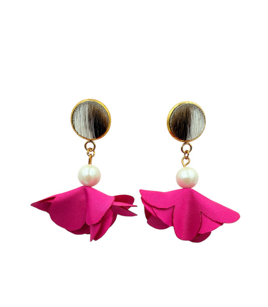 J7089B - 100% Hair on Hide Stud Dangle Earrings