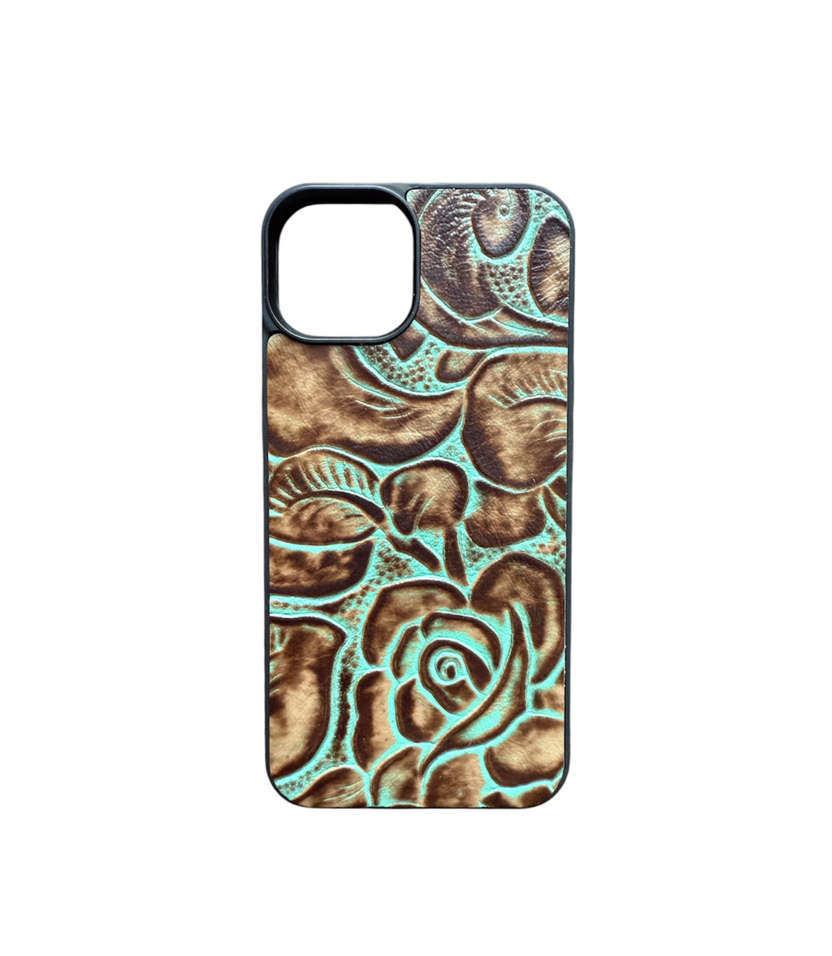 A8440 - IPhone 14 Tooled Leather w Rubber Case - Rawhide Western Wear 