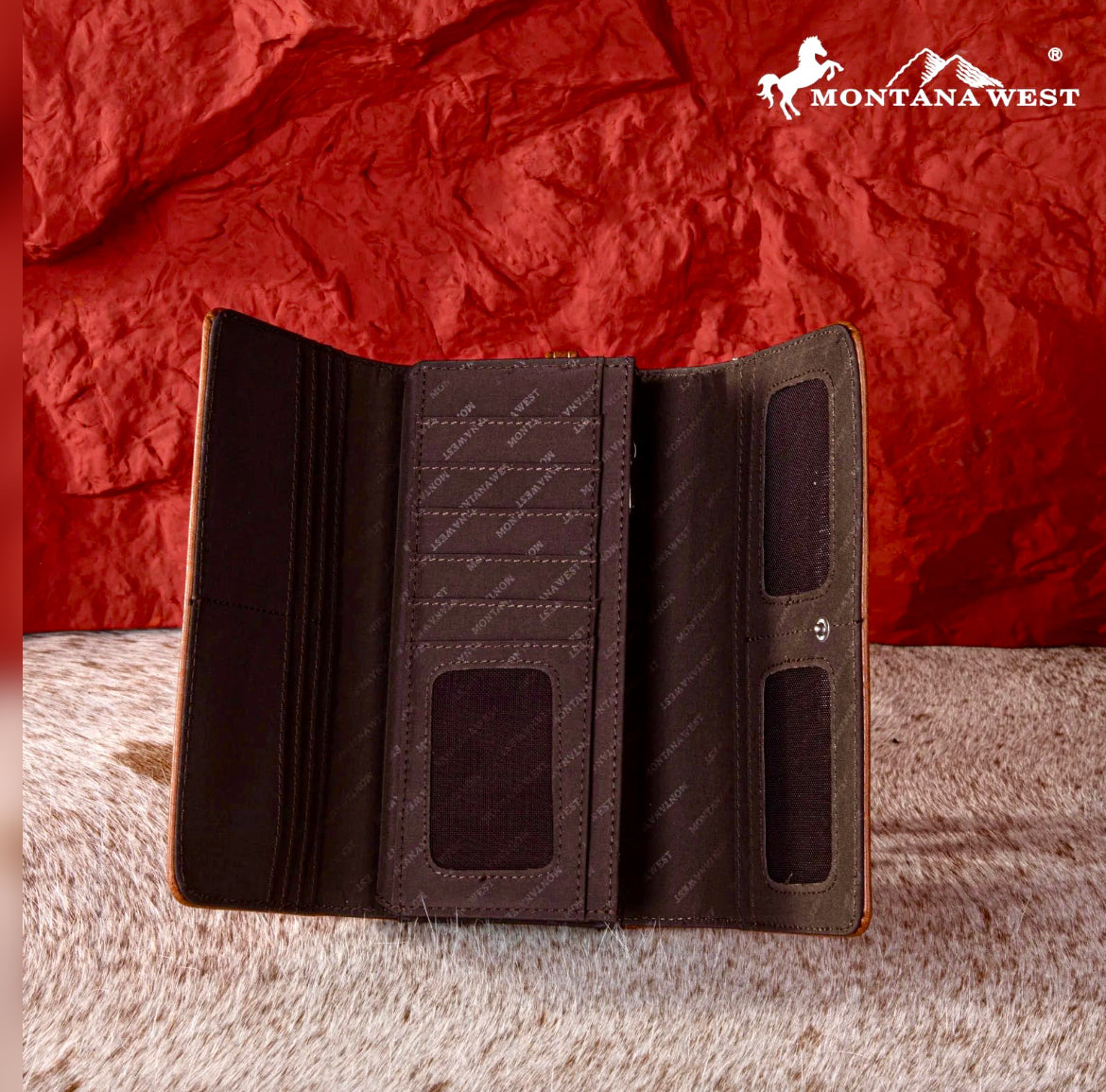 MW1253W002BR -  Montana West Embroidered Collection Wallet Brown