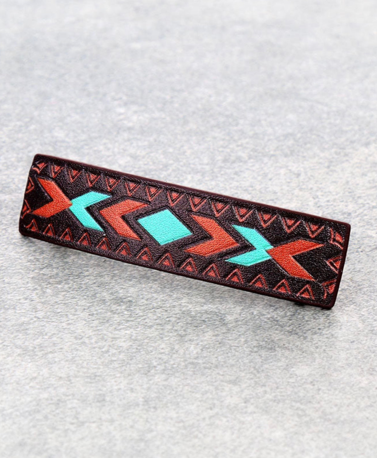 J6623 - Aztec Design Genuine Leather Hair Clip