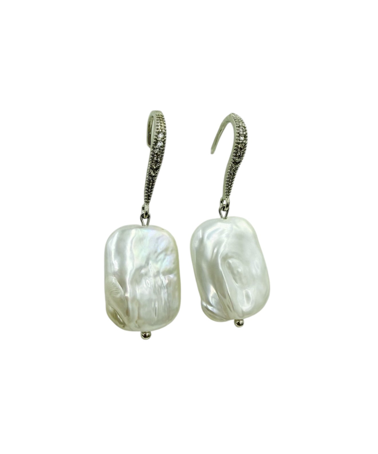 J7112 - Real Pearl White Baroque Dangle Earrings - Rawhide Western Wear 