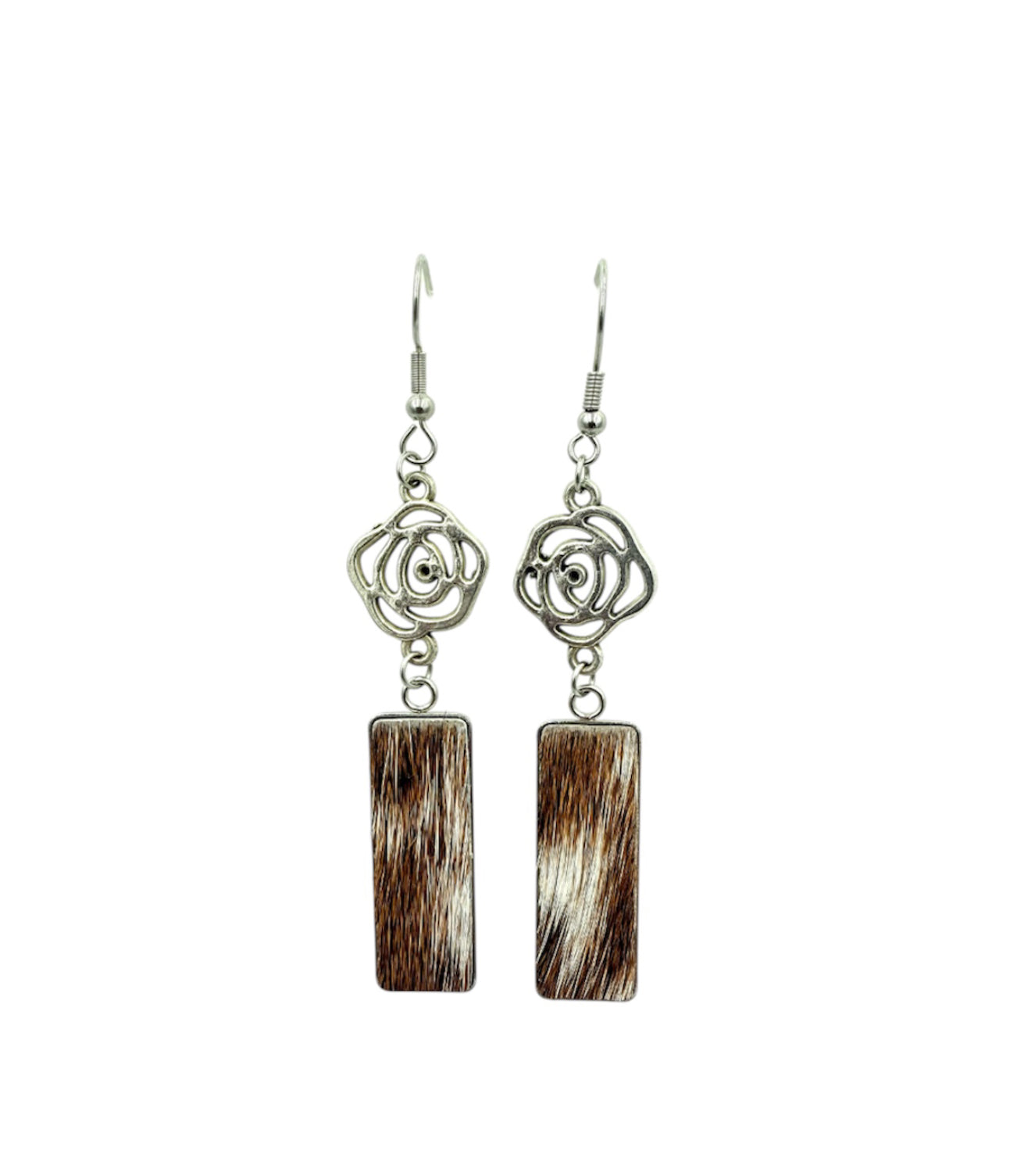 J7092C - Flower 100% Hair on Hide Earrings