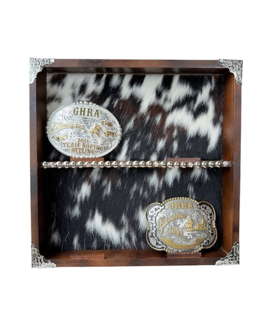 A8932 - Trophy Buckle Display Box w Cowhide