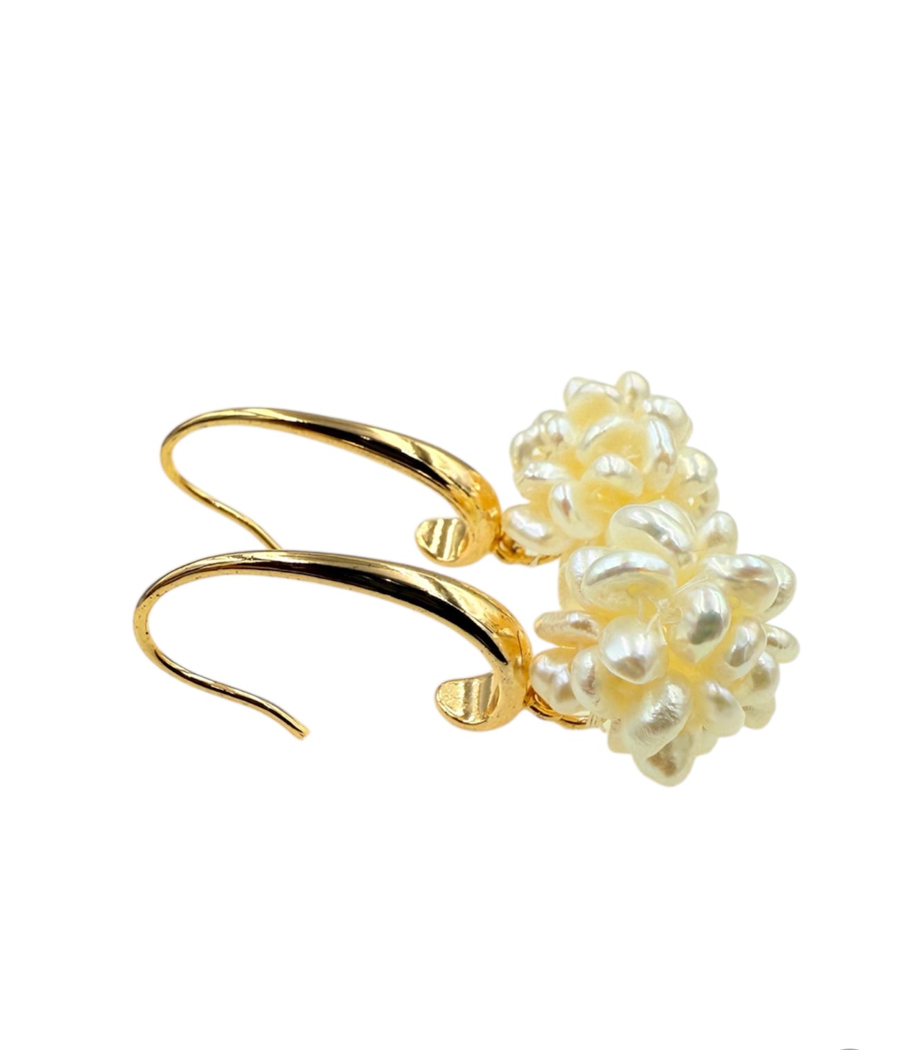 J7069 - Real Pearl Cluster Drop Hook Dangle Earring