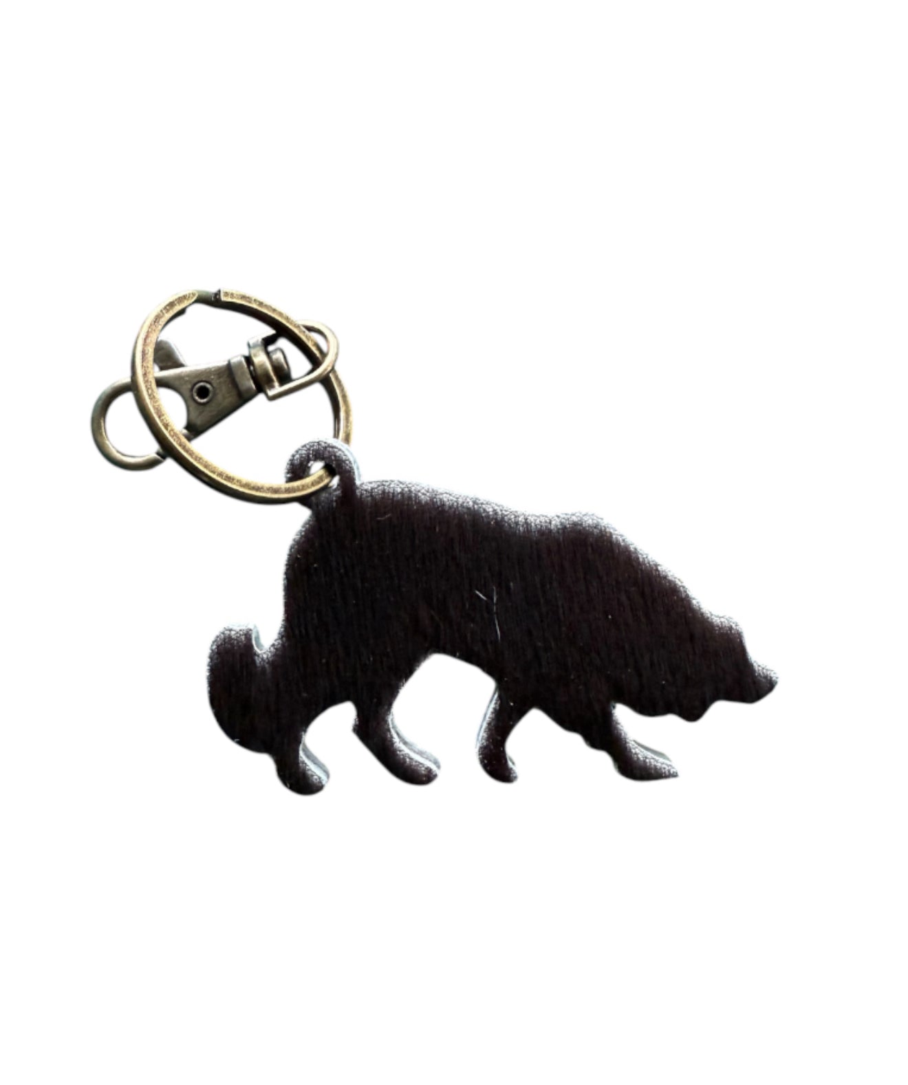 A7619 - Double Sided Cowhide Dog in Working Stance Keychain