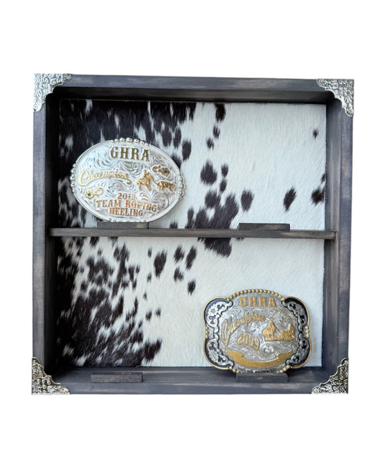 A8931 - Trophy Buckle Display Box w Cowhide