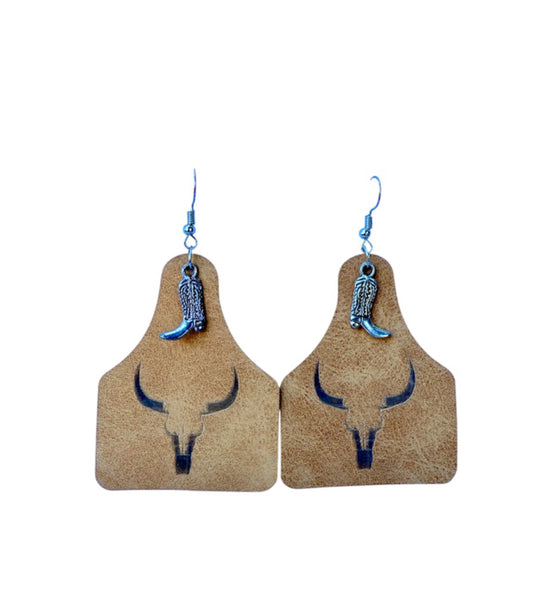 J6566A - Suede feel Earrings with Metal Tassel