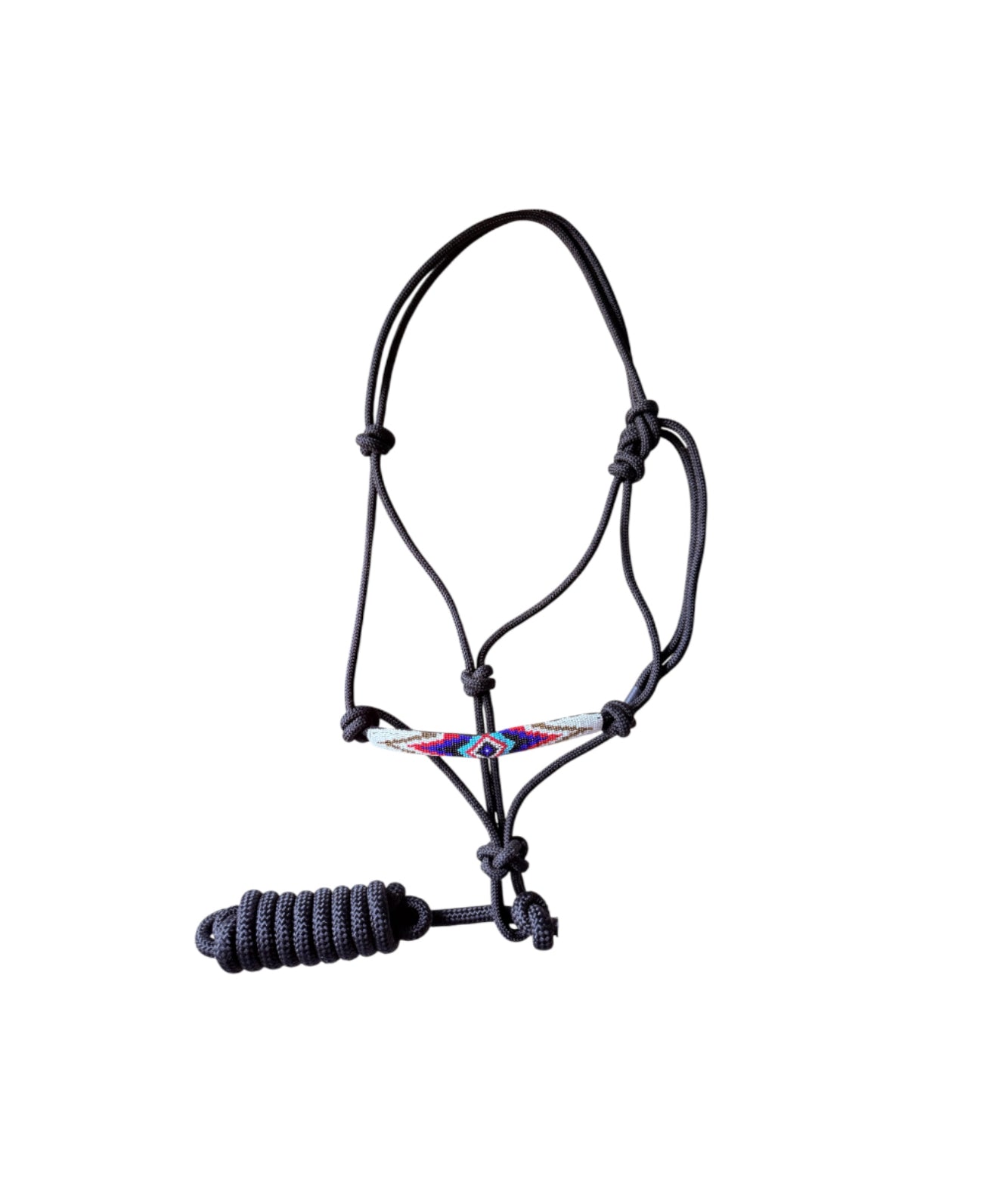 T5572BK - Beaded Rope Halter with Detachable Lead Rope – Cob to Full