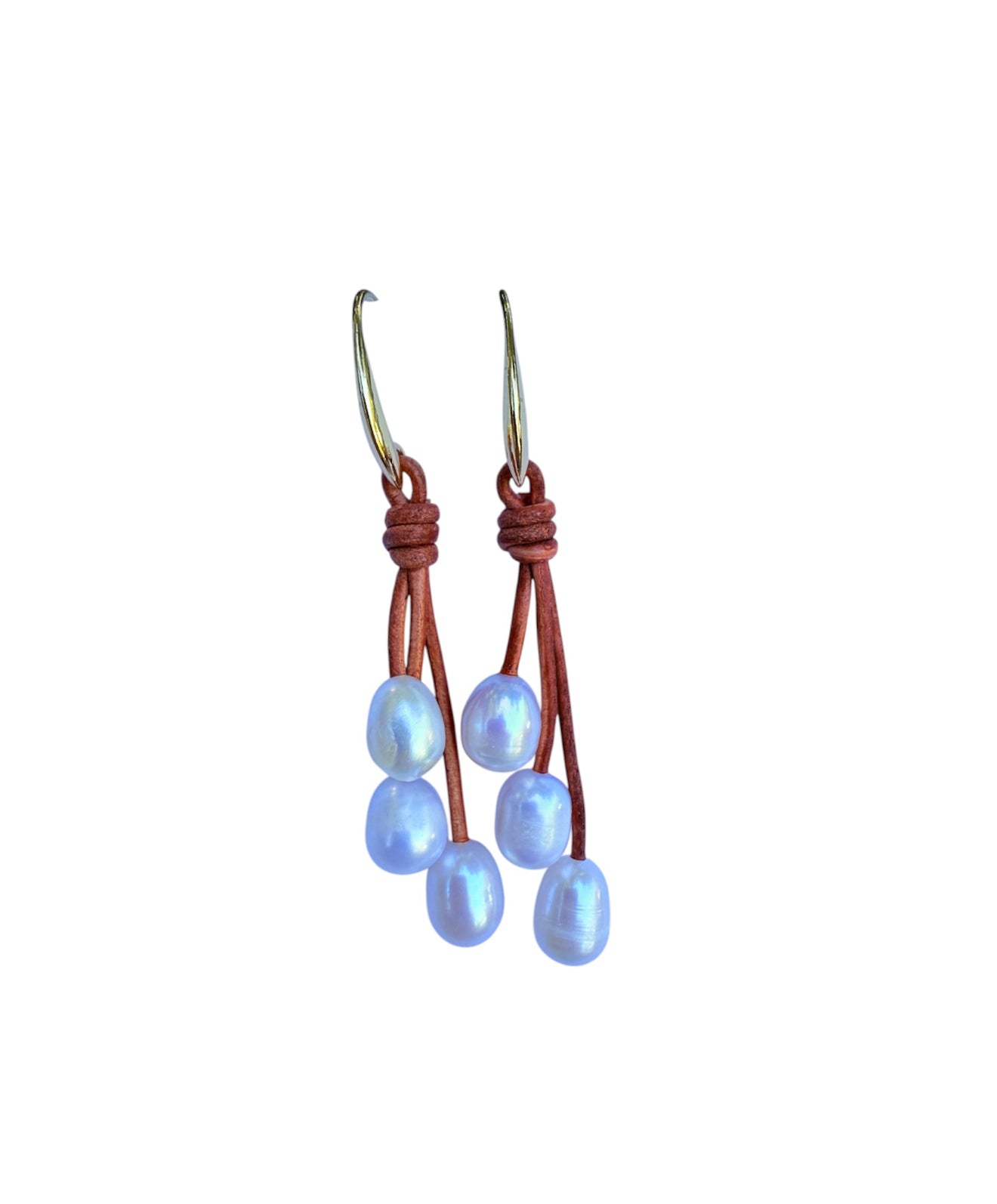 J7067 - Real Pearl & Real Leather Hook Dangle Earring - Rawhide Western Wear 