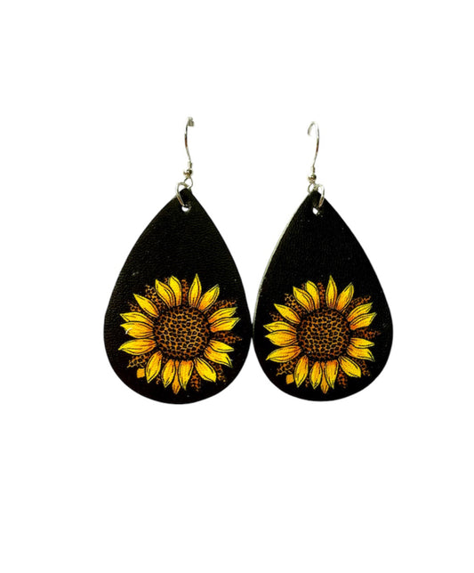 J7012A - Tear Drop Faux Leather Dangle