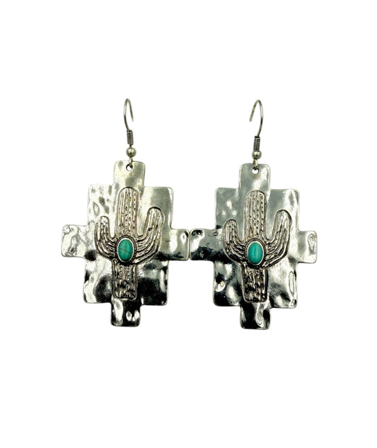 J7078 - Cactus Turquoise Dangle Earrings