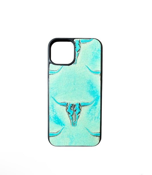A8374 - IPhone 13 Tooled Leather w Rubber Case