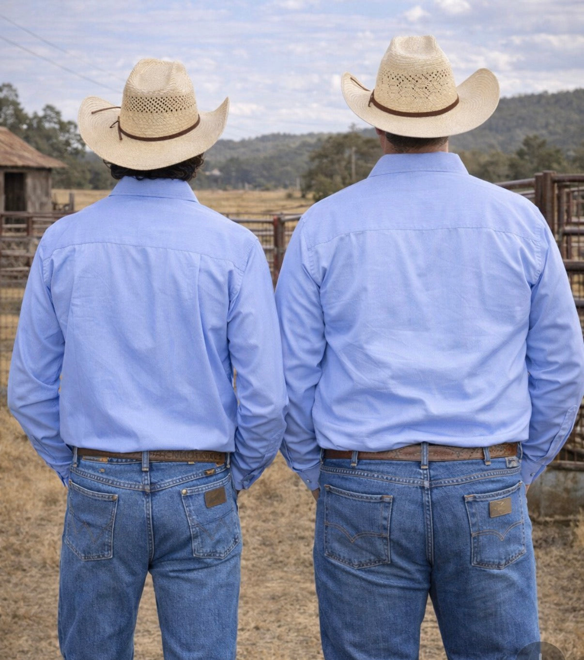 M3024 - Rawhide Western Mens Blue Stripe Arena Shirt – Bert Relaxed Fit Cotton Rodeo Shirt - Rawhide Western Wear 