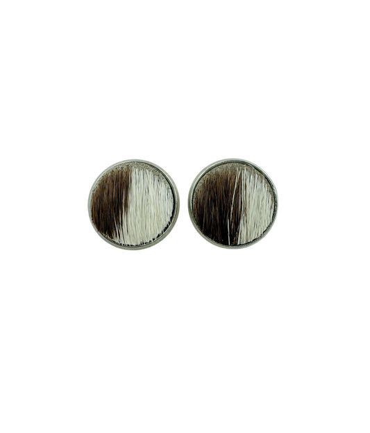 J6975A - Round Hide Stud Earrings 12mm - Rawhide Western Wear 