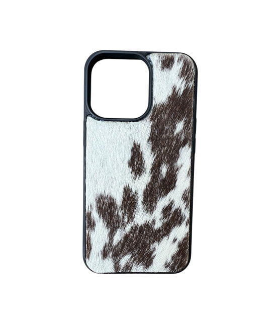 A8428 - IPhone 13 Pro Hair on Hide Leather w Rubber Case - Rawhide Western Wear 