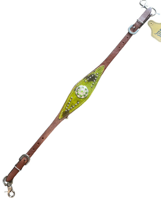 T5527B - Leather Embossed or Hair On wither strap with accent concho