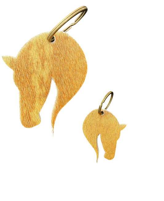 A8727 - Double Sided 100% Hair On Hide Leather Horse Keychain