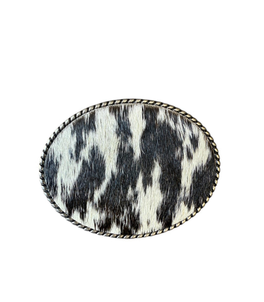 A8874A - Silver Antique Colour Western Buckle w Real Cowhide insert